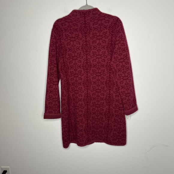 Sundance Sweater Coat Womens XS Pink Jacquard Lambswool Button Front Longline‎ - Picture 9 of 12